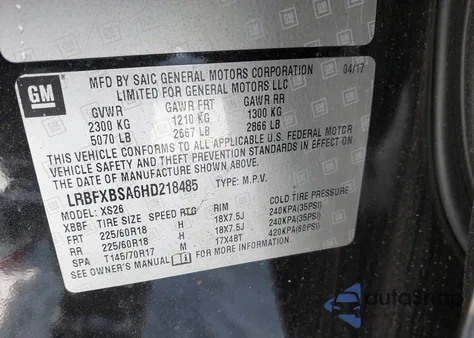 2017 Buick Envision Essence z USA, uszkodzony, nr VIN LRBFXBSA6HD218485